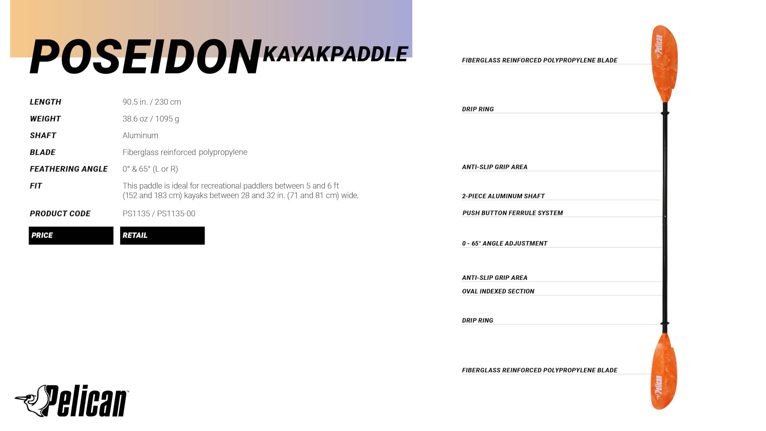 Pelican - Poseidon Paddle - Aluminum Shaft with Reinforced Fiberglass Blades - Lightweight, Adjustable Kayaks Paddles - Perfect for Kayaking Boating - Image 8